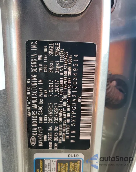 2018 Kia Sorento Lx z USA, uszkodzony, nr VIN 5XYPGDA31JG349514